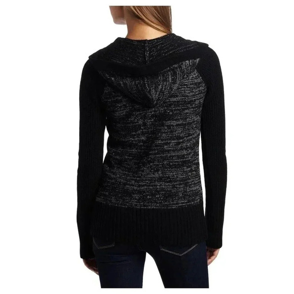 COLUMBIA Black Heather Grey Pullover Hoodie Sweater Size XS  Half Placket Button - Picture 2 of 8